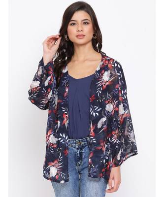 Floral Blue Print Women Shrug With Cami 1