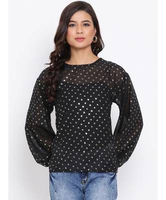 Polka Stylized Sleeve Women Top 1
