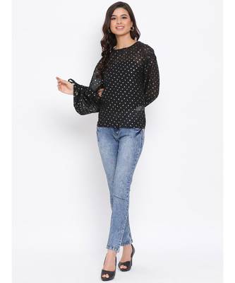 Polka Stylized Sleeve Women Top 2