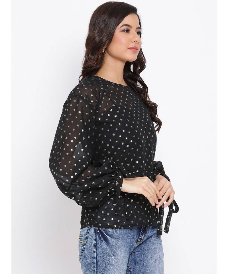 Polka Stylized Sleeve Women Top