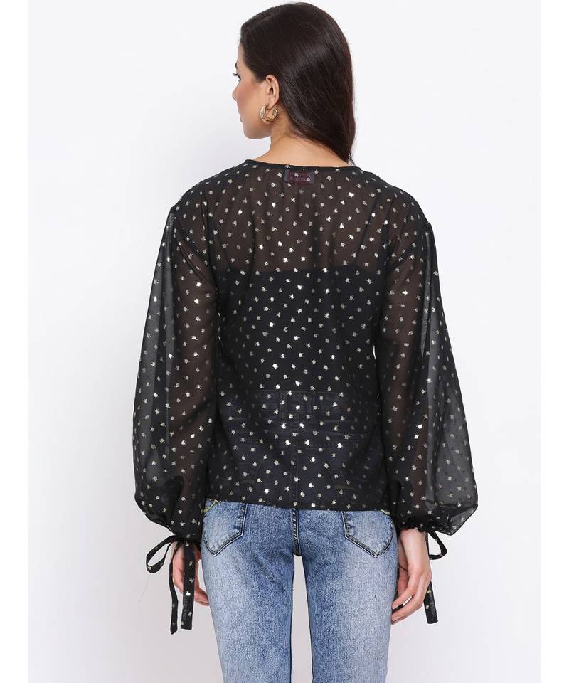 Polka Stylized Sleeve Women Top