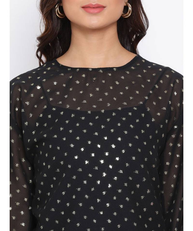 Polka Stylized Sleeve Women Top