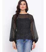 Black Graphic Women Top