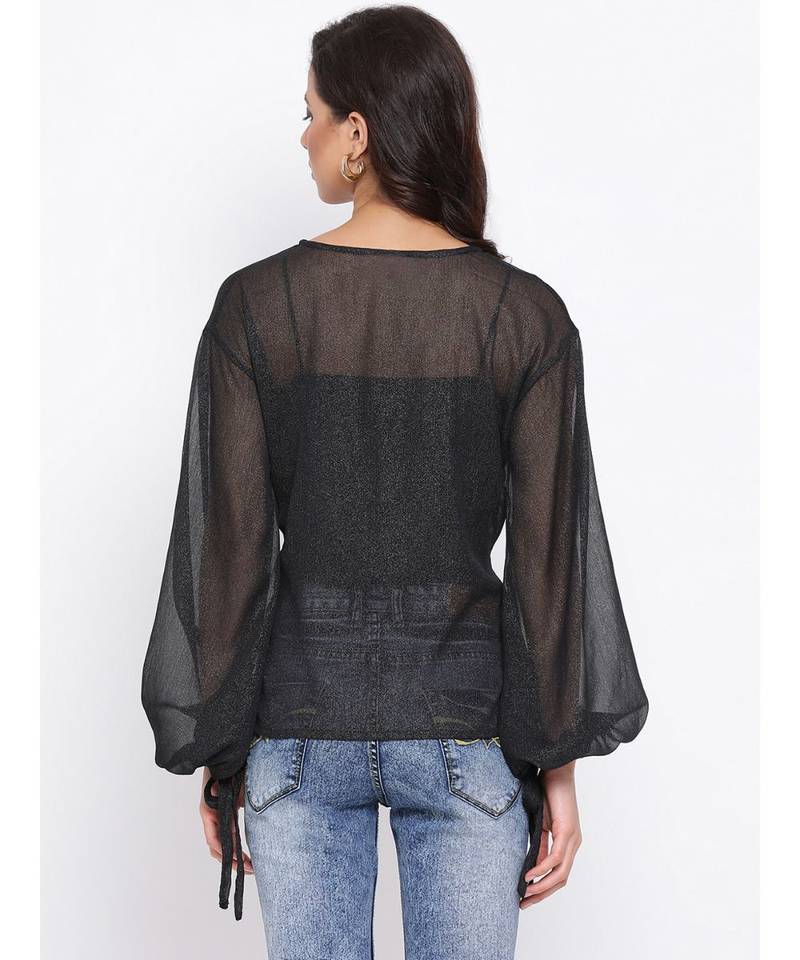 Black Graphic Women Top
