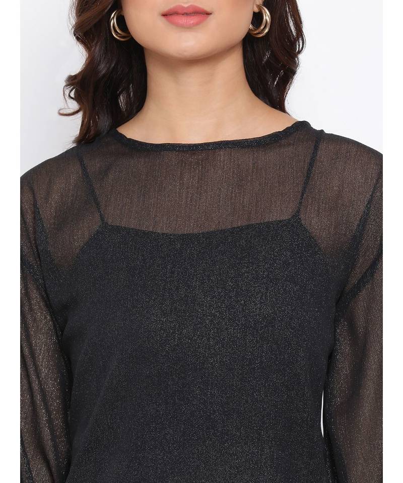 Black Graphic Women Top
