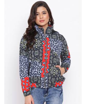 Graphic Multicolour Women Quilted Jacket 1