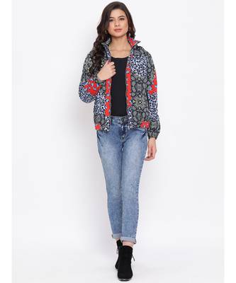 Graphic Multicolour Women Quilted Jacket 2