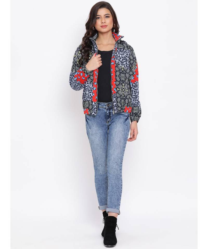Graphic Multicolour Women Quilted Jacket