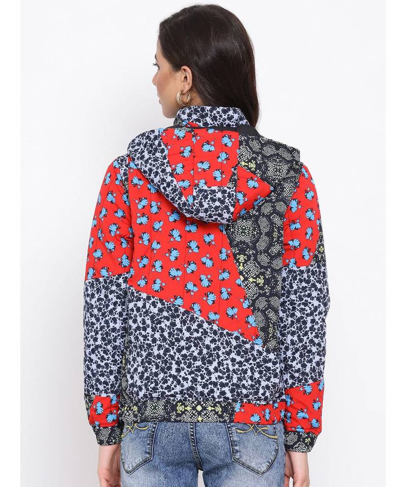 Graphic Multicolour Women Quilted Jacket