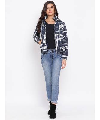 Blue Graphic Women Quilted Jacket 2