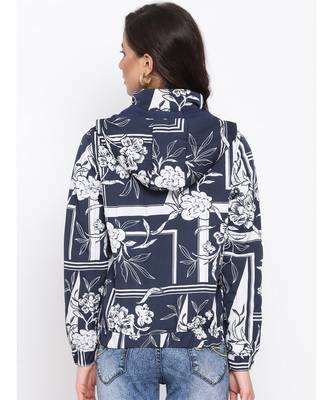 Blue Graphic Women Quilted Jacket 4