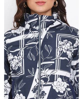 Blue Graphic Women Quilted Jacket 5