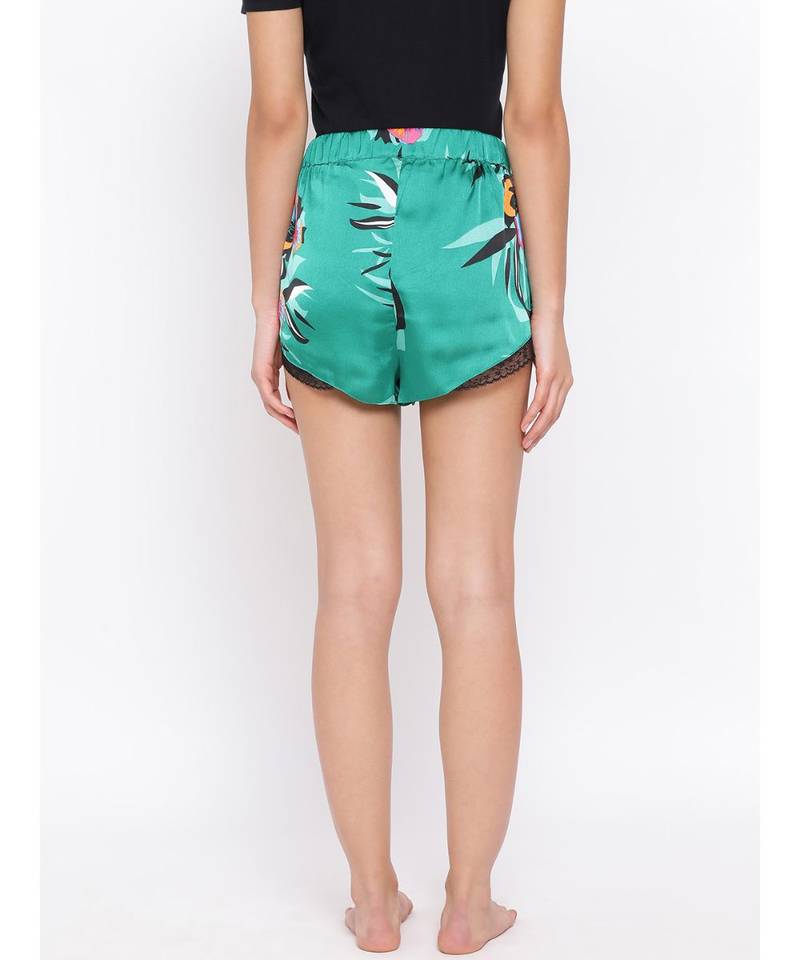 Green Mono Nightwear Women Shorts