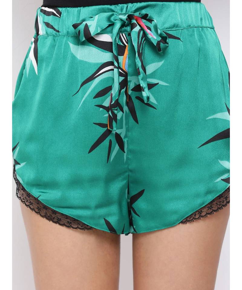 Green Mono Nightwear Women Shorts
