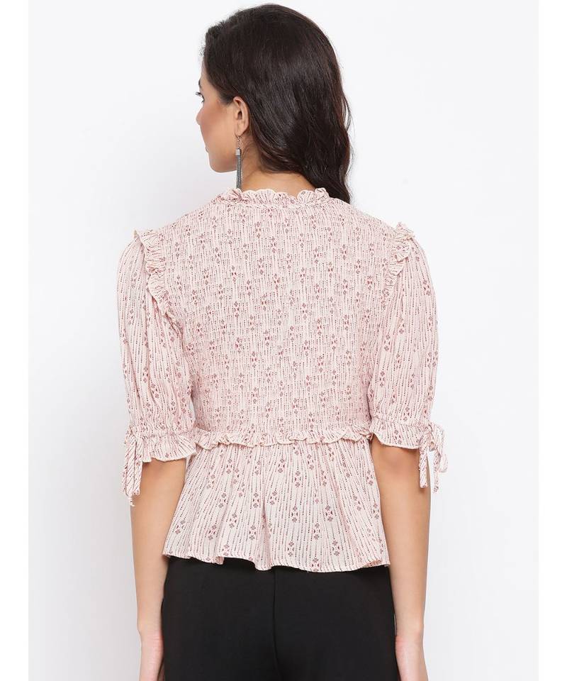 Beige Dobby Women Top