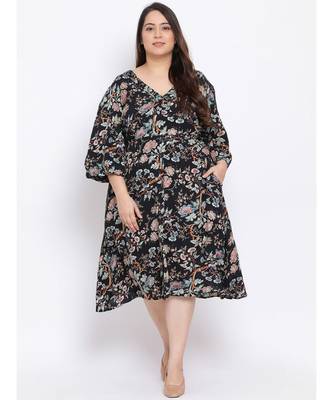 Black Floral Pin Maxi Plus Size Women Dress 1