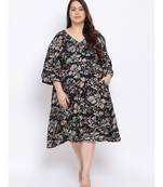 Black Floral Pin Maxi Plus Size Women Dress