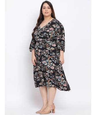 Black Floral Pin Maxi Plus Size Women Dress 2