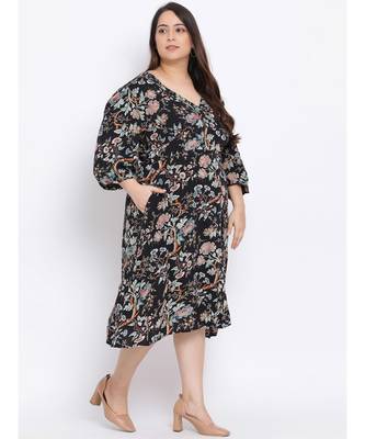 Black Floral Pin Maxi Plus Size Women Dress 3