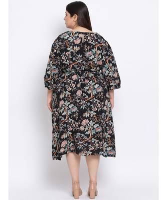 Black Floral Pin Maxi Plus Size Women Dress 4