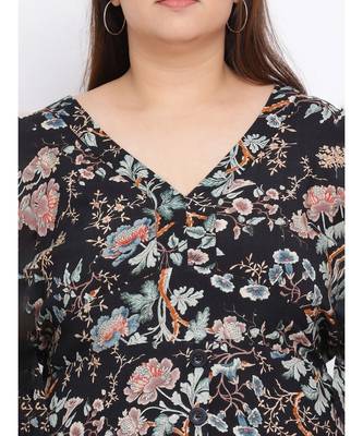 Black Floral Pin Maxi Plus Size Women Dress 5