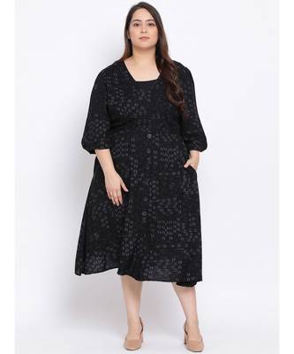 Black Graphic Maxi Plus Size Women Dress 1