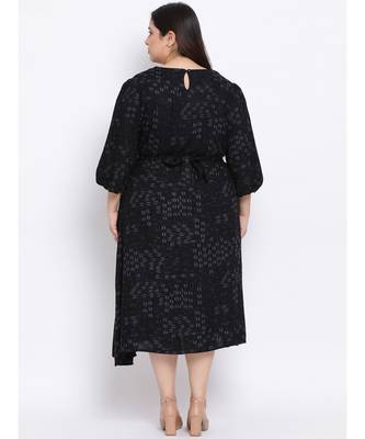 Black Graphic Maxi Plus Size Women Dress 4