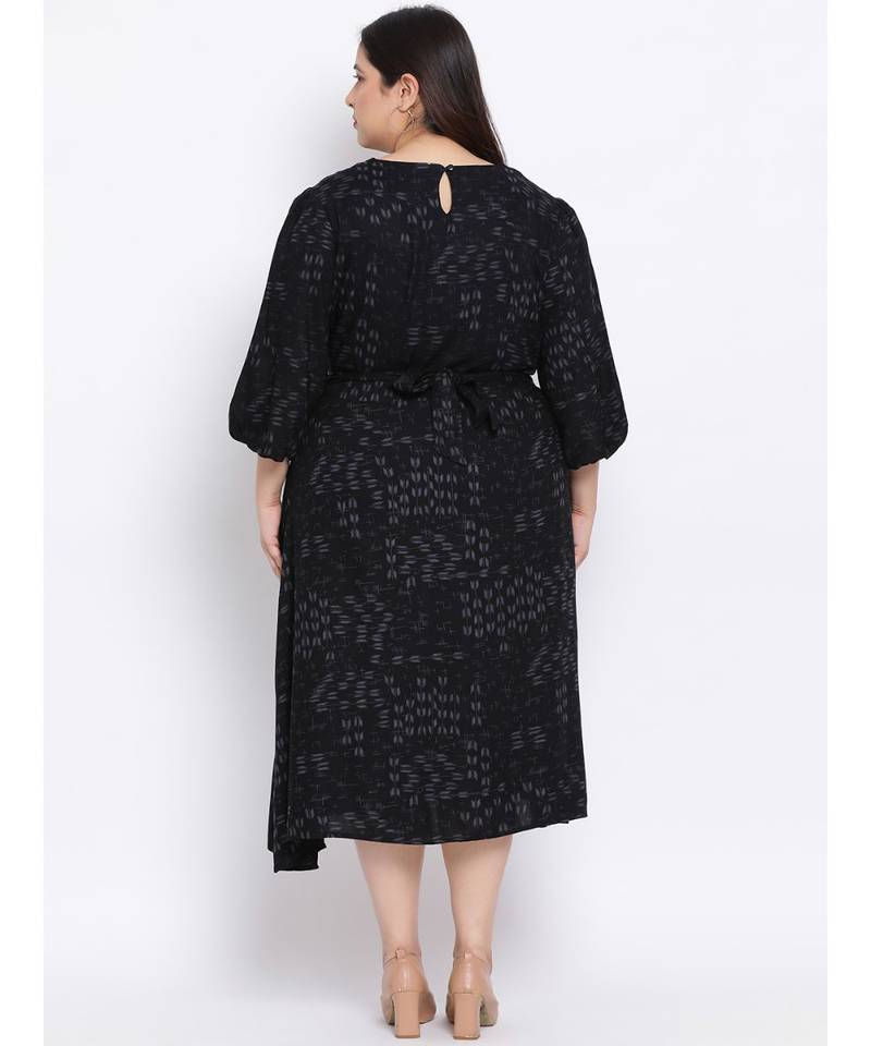 Black Graphic Maxi Plus Size Women Dress
