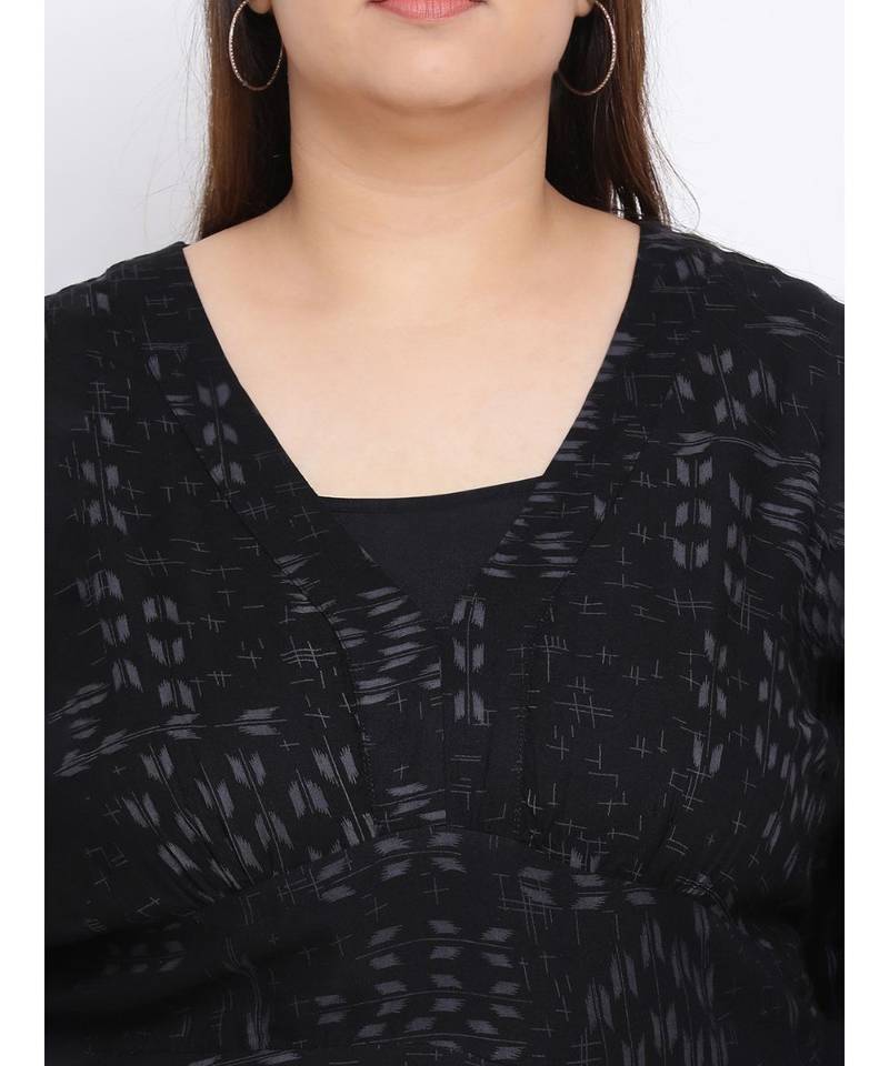 Black Graphic Maxi Plus Size Women Dress