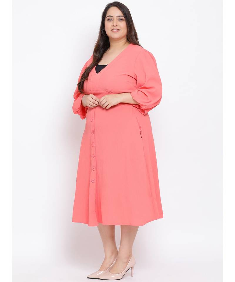 Pink Pin Maxi Plus Size Women Dress