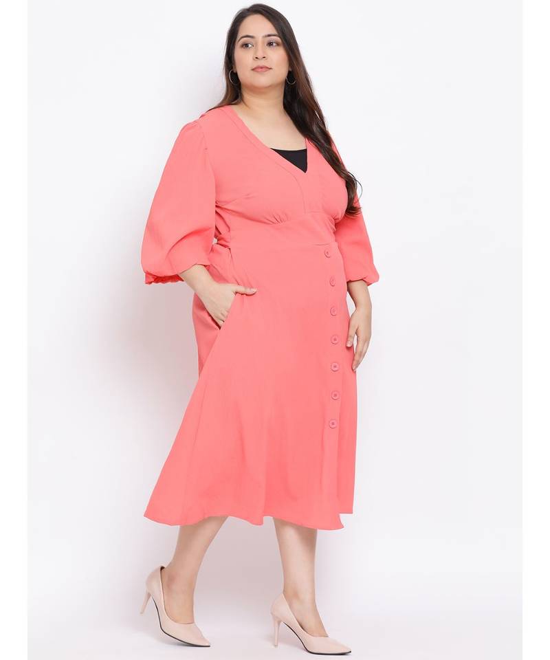 Pink Pin Maxi Plus Size Women Dress