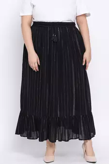 Black Lurex Plus Size Women Skirt