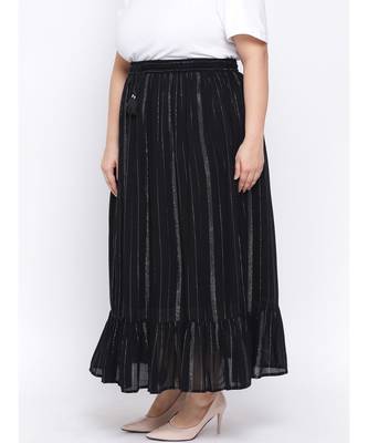 Black Lurex Plus Size Women Skirt 3