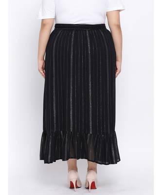 Black Lurex Plus Size Women Skirt 4