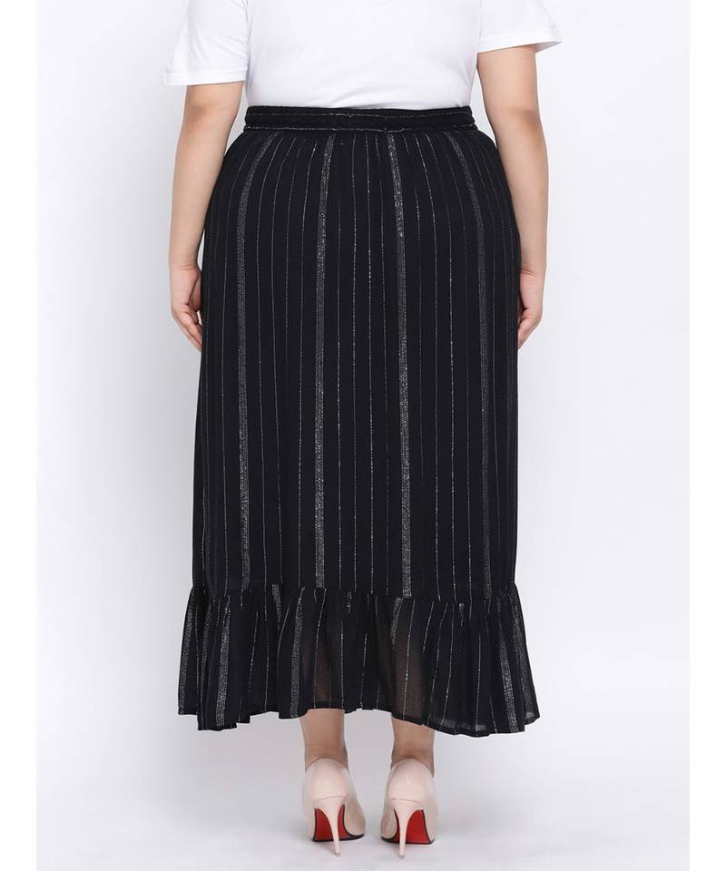 Black Lurex Plus Size Women Skirt