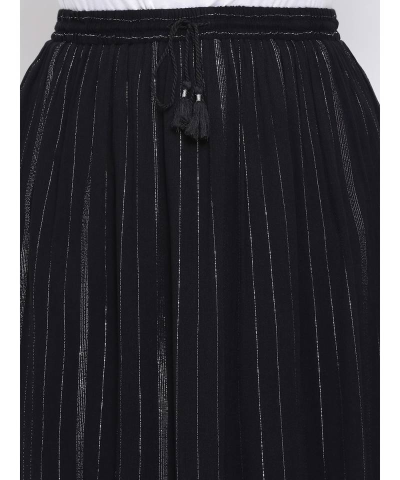 Black Lurex Plus Size Women Skirt