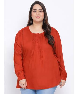 Rust Button Down Plus Size Women Top 1