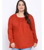 Rust Button Down Plus Size Women Top