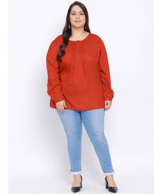 Rust Button Down Plus Size Women Top 2
