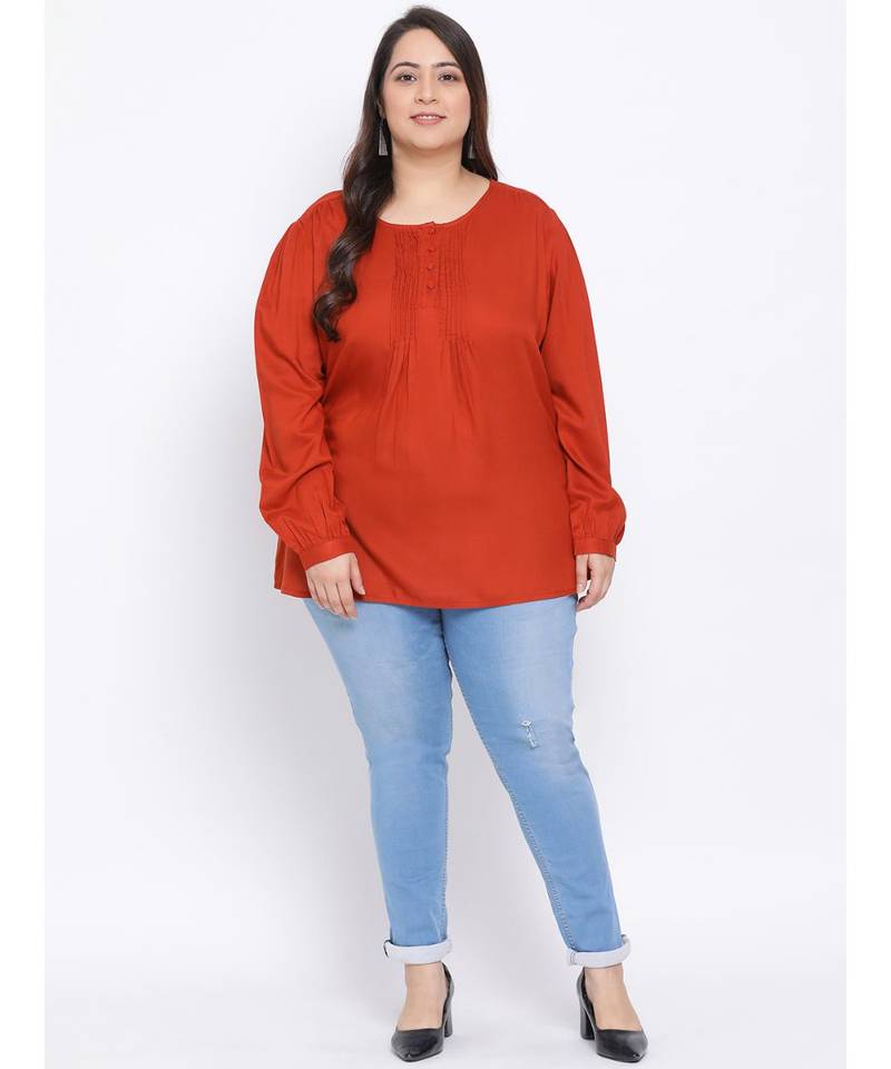 Rust Button Down Plus Size Women Top
