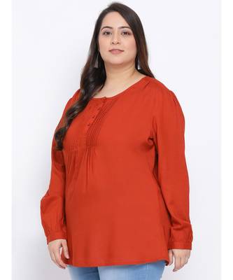 Rust Button Down Plus Size Women Top 3
