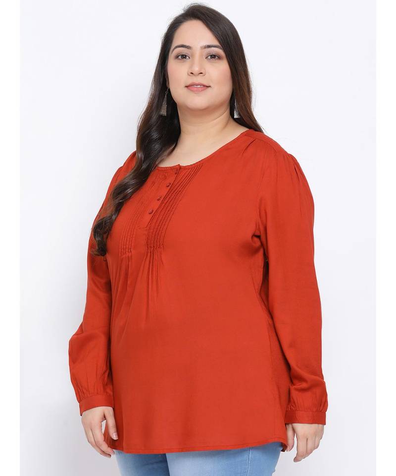 Rust Button Down Plus Size Women Top