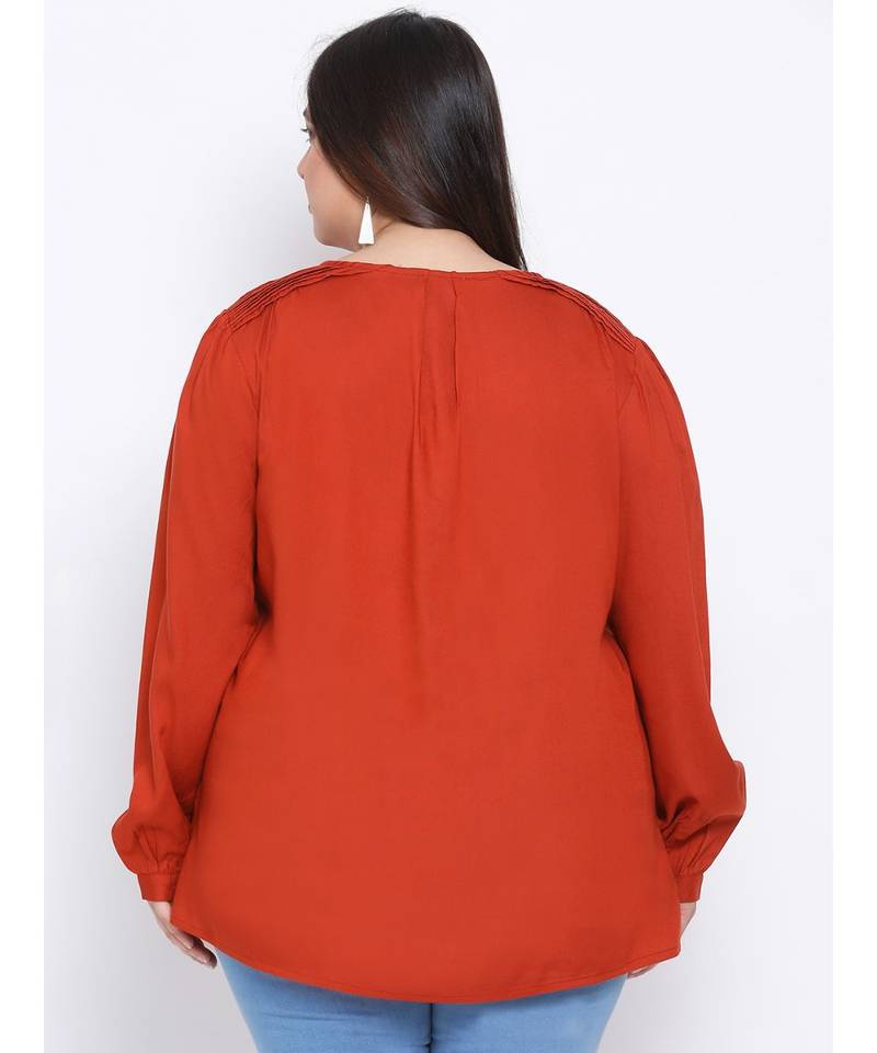 Rust Button Down Plus Size Women Top
