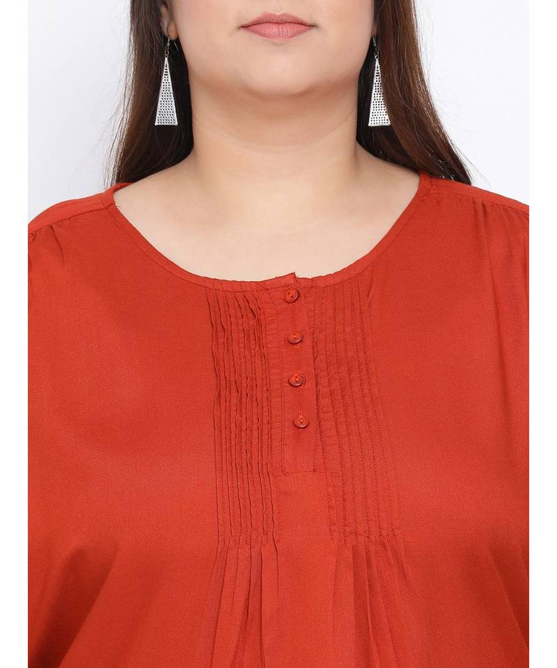 Rust Button Down Plus Size Women Top