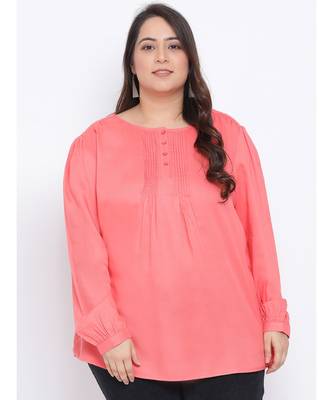 Pink Button Down Plus Size Women Top 1