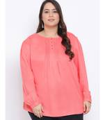 Pink Button Down Plus Size Women Top