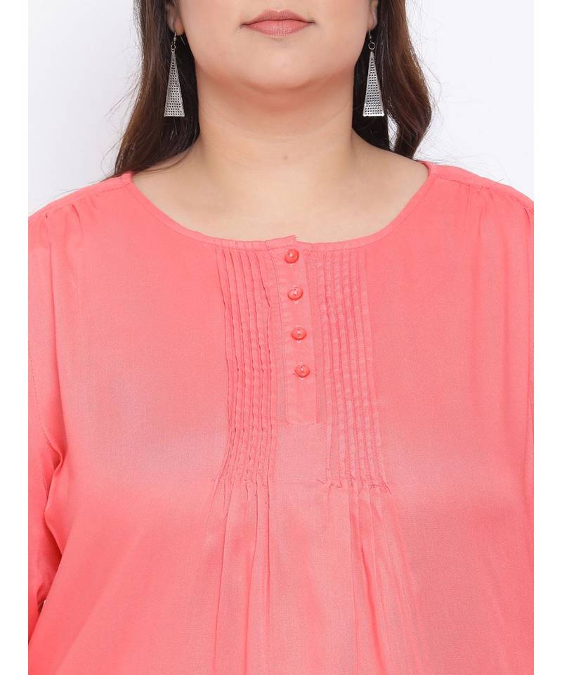 Pink Button Down Plus Size Women Top