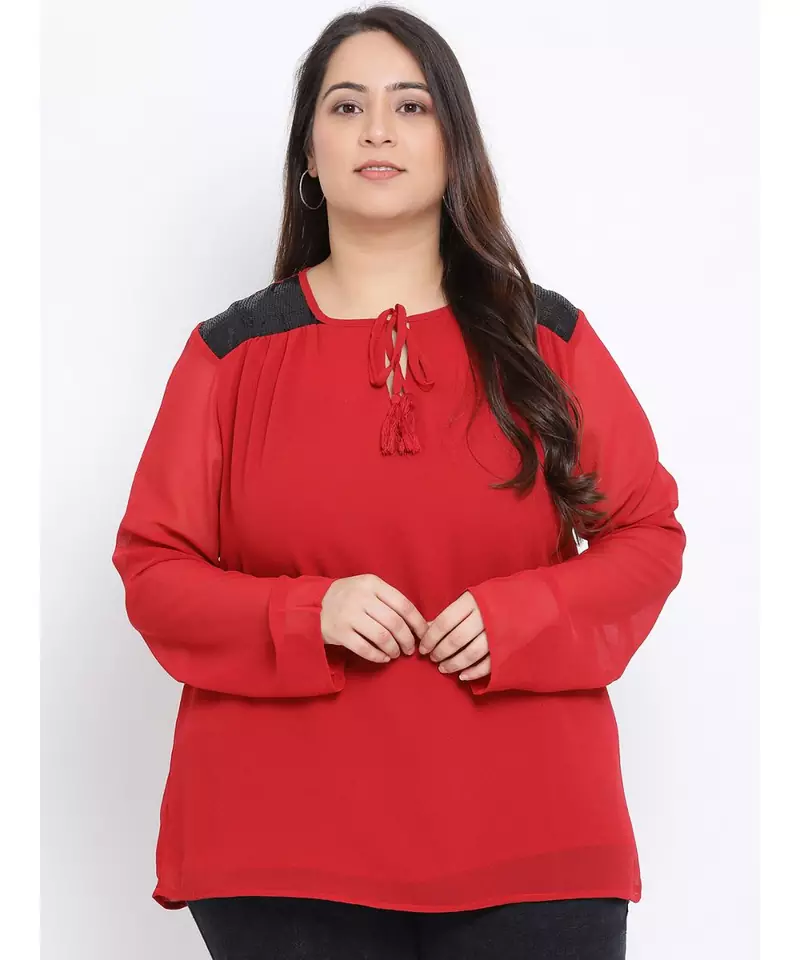 Wine Lace Plus Size Women Top