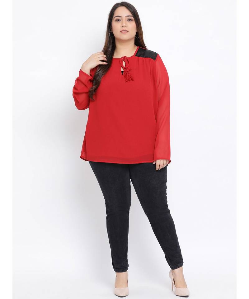 Wine Lace Plus Size Women Top