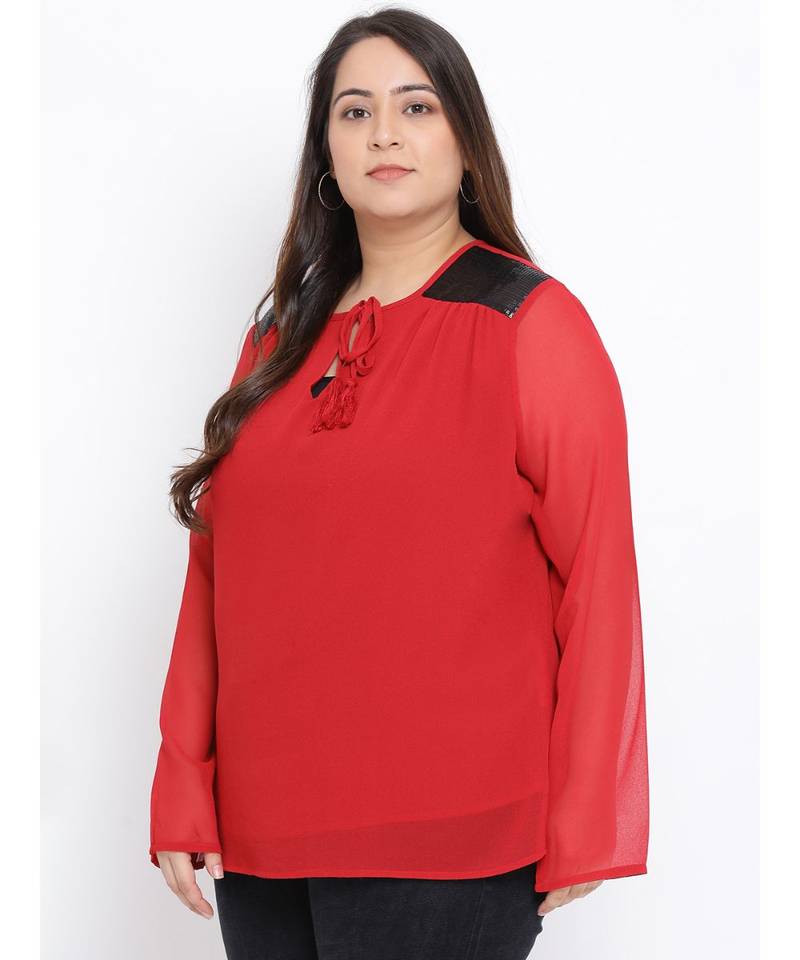 Wine Lace Plus Size Women Top